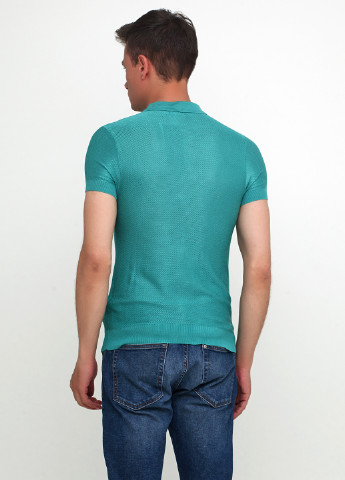 Изумрудная футболка-поло для мужчин Zara фактурная