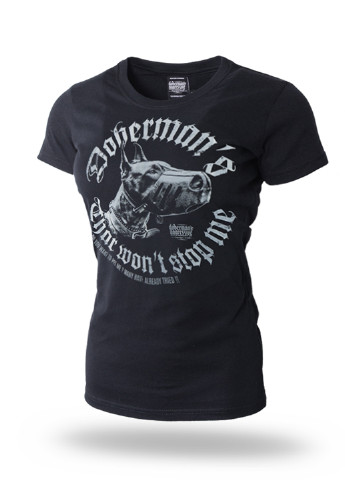 Чорна літня футболка жіноча Dobermans Aggressive