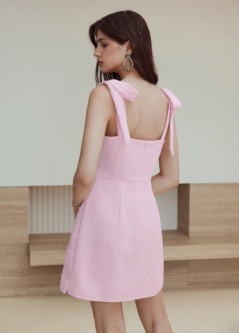 Розовое праздничный, кэжуал платье а-силуэт, с открытыми плечами, с открытой спиной SHEIN однотонное