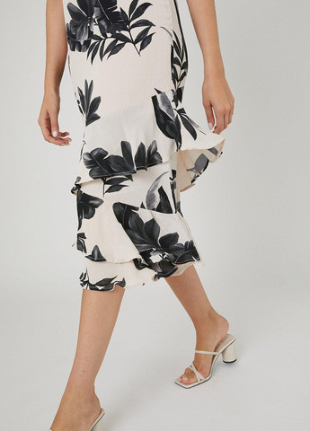 Черно-белое кэжуал платье Wallis с цветочным принтом