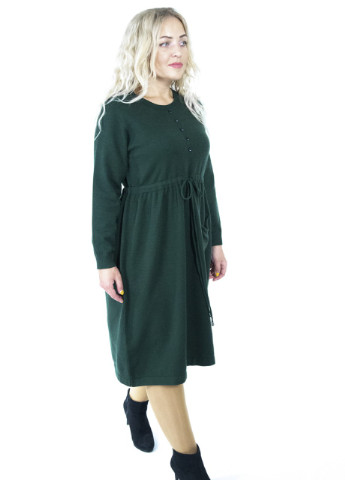 Зеленое кэжуал платье женское зеленое теплое JEANSclub однотонное