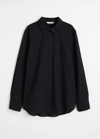 Черная кэжуал рубашка однотонная H&M