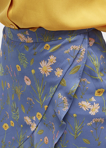 Голубая кэжуал цветочной расцветки юбка Tom Tailor мини