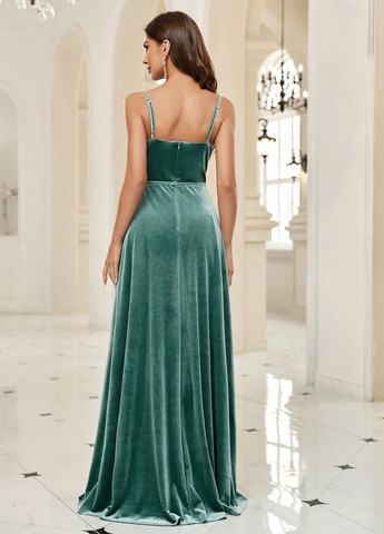 Сіро-зелена святковий, вечірня сукня кльош SHEIN однотонна