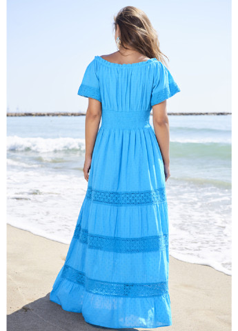 Блакитна пляжна сукня кльош Fresh cotton однотонна