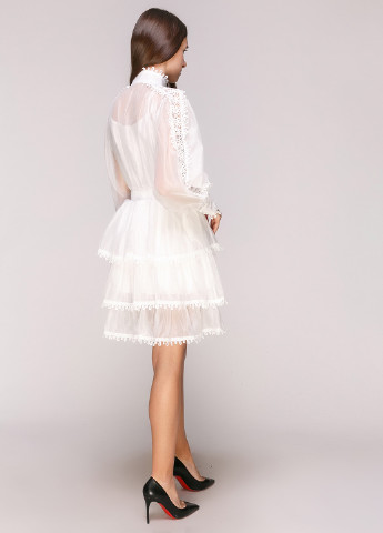 Білий кежуал плаття, сукня кльош No Brand однотонна