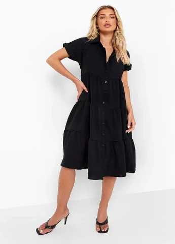 Черное кэжуал платье Boohoo однотонное