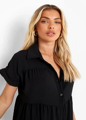 Черное кэжуал платье Boohoo однотонное