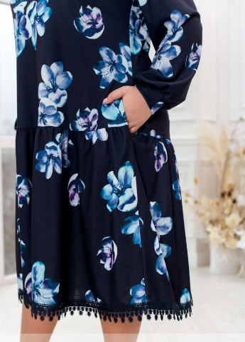 Синя вечірня сукня жіноча Sofia з квітковим принтом