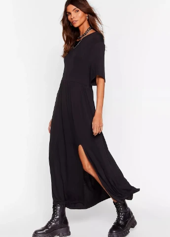 Черное кэжуал платье клеш Nasty Gal однотонное