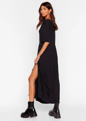 Черное кэжуал платье клеш Nasty Gal однотонное