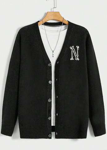 Черный демисезонный кардиган SHEIN