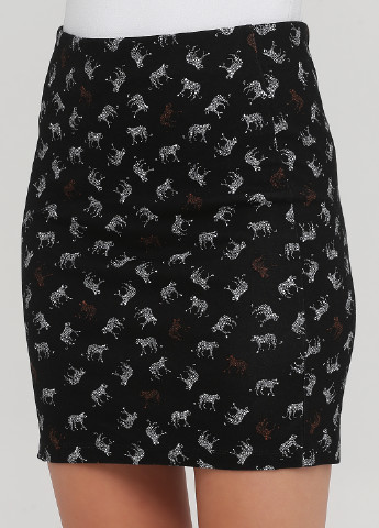 Черная кэжуал с рисунком юбка C&A
