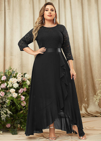 Чорна вечірня сукня кльош SHEIN однотонна