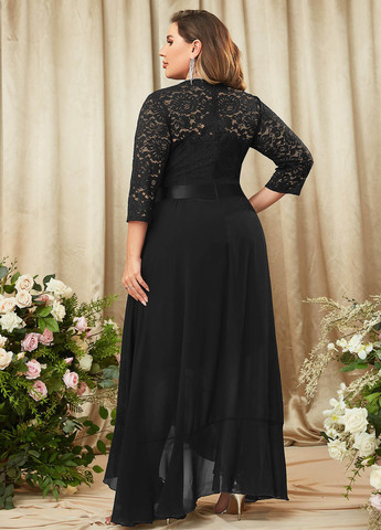 Чорна вечірня сукня кльош SHEIN однотонна