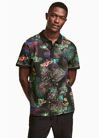 Цветная футболка-поло для мужчин H&M с рисунком
