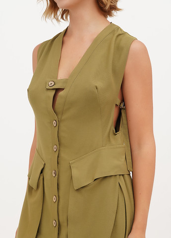 Оливковое (хаки) кэжуал платье Vicolo однотонное