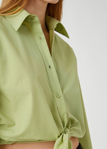 Оливковая кэжуал рубашка однотонная KOTON