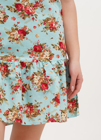 Блакитна кежуал сукня з відкритими плечима Silence з квітковим принтом