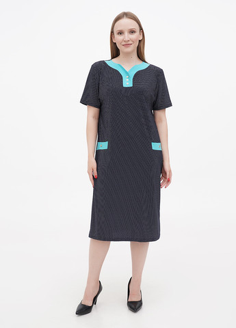 Синее кэжуал платье BABOCHKA XL Collection в горошек