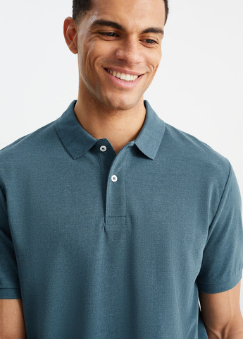 Бирюзовая футболка-поло для мужчин C&A меланжевая