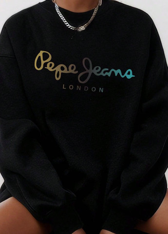 Чорний світшот SHEIN напис (339827738)