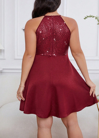 Червона коктейльна сукня SHEIN однотонна