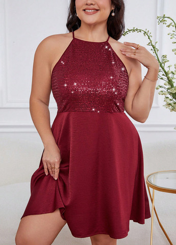 Червона коктейльна сукня SHEIN однотонна