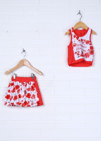 Красный летний комплект (майка, юбка) Клим