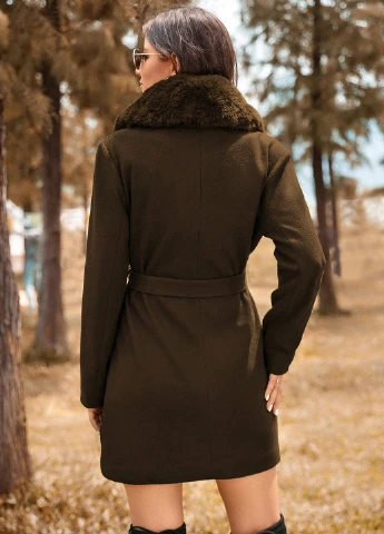 Коричневе демісезонне Пальто однобортне SHEIN