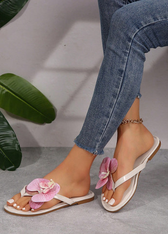 Бежевые кэжуал босоножки SHEIN с цветами