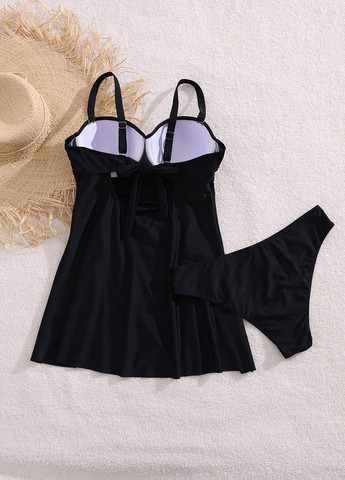 Чорний демісезонний купальник (сукня, трусики) купальник-сукня, роздільний SHEIN