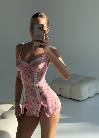 Рожевий демісезонний комплект (пеньюар, трусики) NOVA VEGA