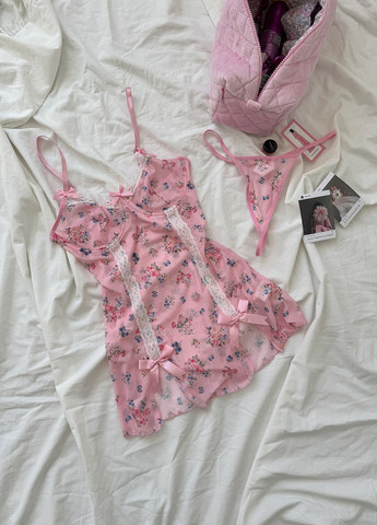 Рожевий демісезонний комплект (пеньюар, трусики) NOVA VEGA