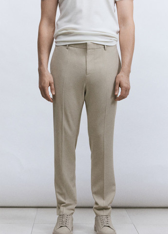 Бежевые классические демисезонные классические брюки H&M