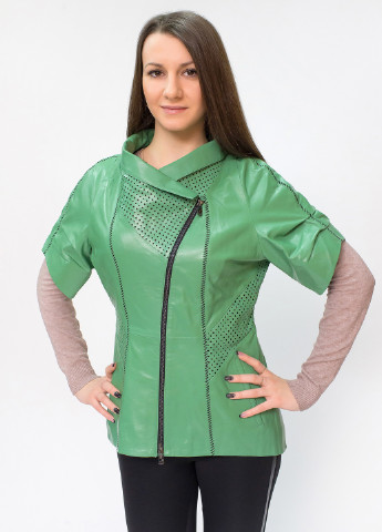 Зелена демісезонна куртка шкіряна Fabio Monti