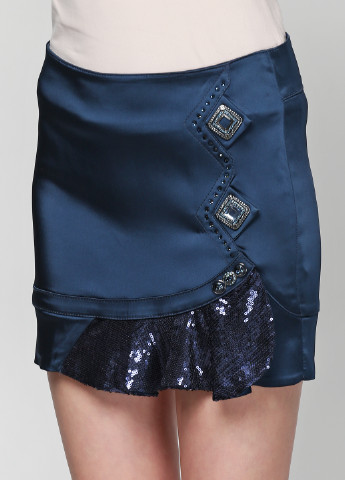 Синяя кэжуал однотонная юбка Sassofono