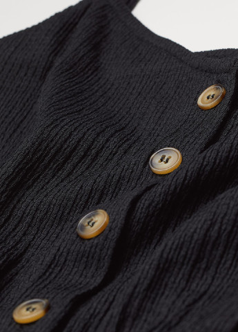 Комбинезон H&M комбинезон-шорты однотонный чёрный кэжуал полиэстер, трикотаж