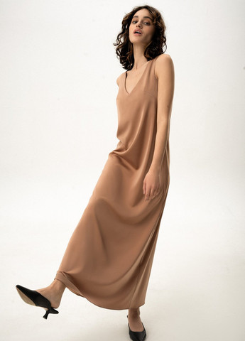 Темно-бежевое кэжуал платье Gepur однотонное