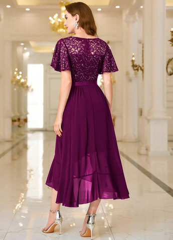 Сливова святковий, вечірня сукня кльош SHEIN однотонна