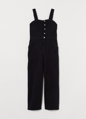 Комбинезон H&M комбинезон-брюки однотонный чёрный денил хлопок