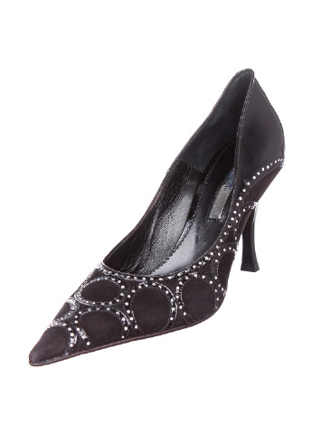 Черные женские кэжуал туфли с бисером на высоком каблуке - фото