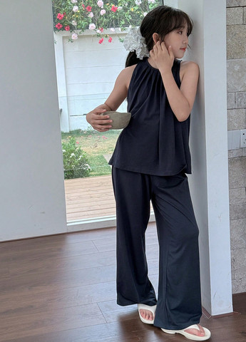 Темно-синя всесезон піжама (майка, штани) майка + штани SHEIN