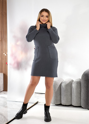Темно-серое кэжуал платье платье-водолазка Demma однотонное