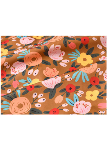 Коричневая демисезонная куртка-ветровка для девочки яркие цветы Jomake 55322
