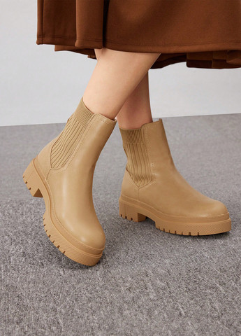 Осенние ботильоны челси SHEIN на тракторной подошве из искусственной кожи