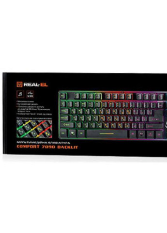 Клавіатура 7090 Comfort Backlit, black Real-El (208684089)