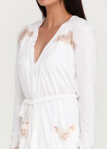 Белый демисезонный комплект (халат, ночная рубашка) Mariposa