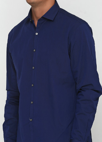 Темно-синяя кэжуал рубашка однотонная Van Heusen с длинным рукавом