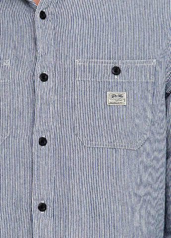Светло-синяя кэжуал рубашка в полоску Ralph Lauren с длинным рукавом